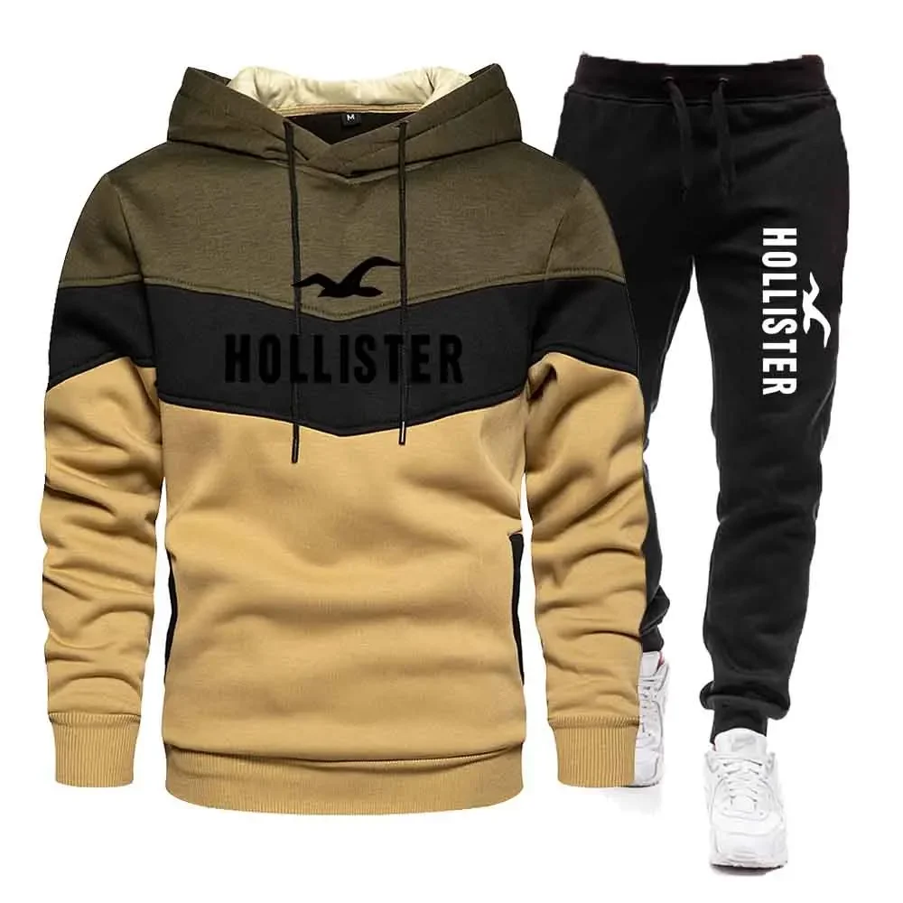 Autumn and winter new digital printed men's long-sleeved hoodie + loose casual pants fitness suit 2 pieces of clothing