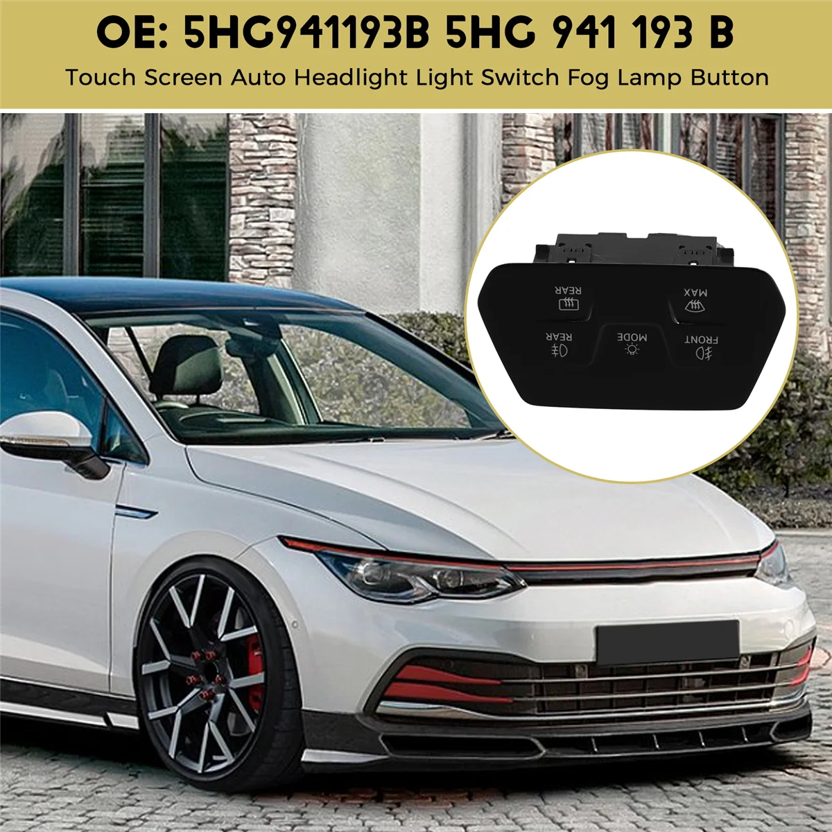 

Premium Durable Touch Screen Auto Headlight Light Switch Fog Lamp Button for