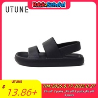 UTUNE Men's Sandals Summer Platform Shoes Women Beach Outside EVA Slippers Man Soft Thick Sole Non-slip Indoor Slides Cool Black