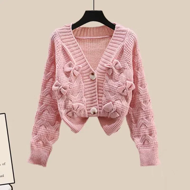 

2025 Elegant Cardigan New In Jackets Winter Korean Style Women's Clothing Bow Knitwear Sweet Sweater Trend Women Long Sleeve Top