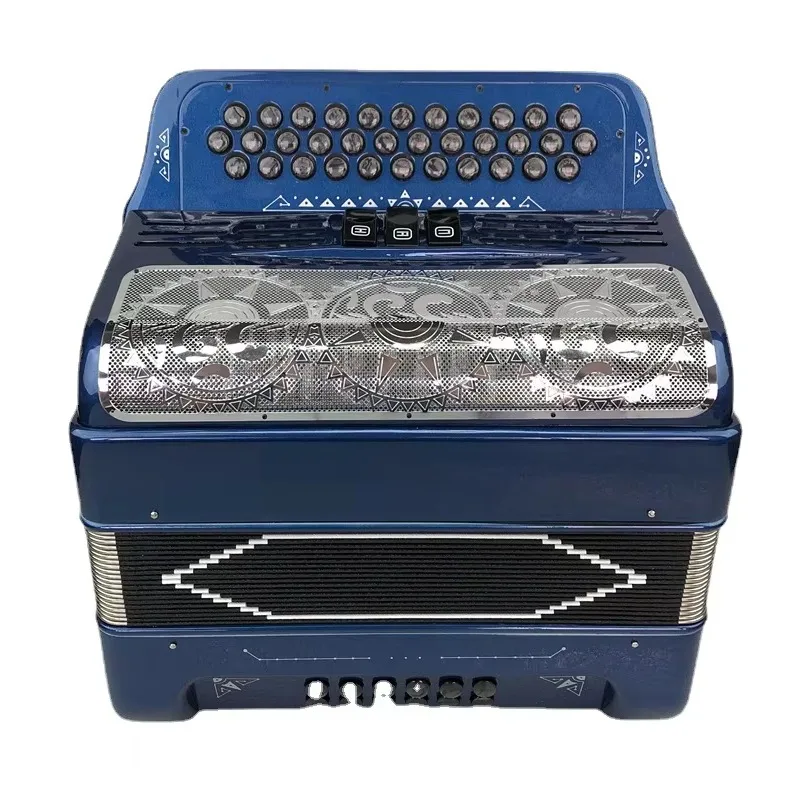 Acordeón diatónico profesional de 34 teclas y 12 bajos con pintura decorativa, acordeón de madera de 31 botones para comercio exterior