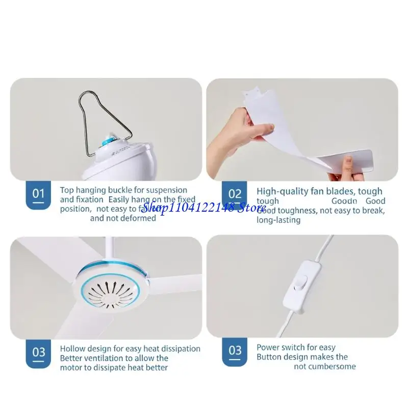 P9FA 220V 50Hz 12W Ceiling Fan Electric Hanging Fan with Power Switches for Home
