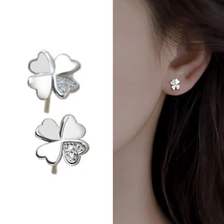 Four-Leaf Clover Earrings Lucky Leaf Piercing Jewelry Elegant Small Fresh Flower Stud Earring For Women Fashionable Jewelry
