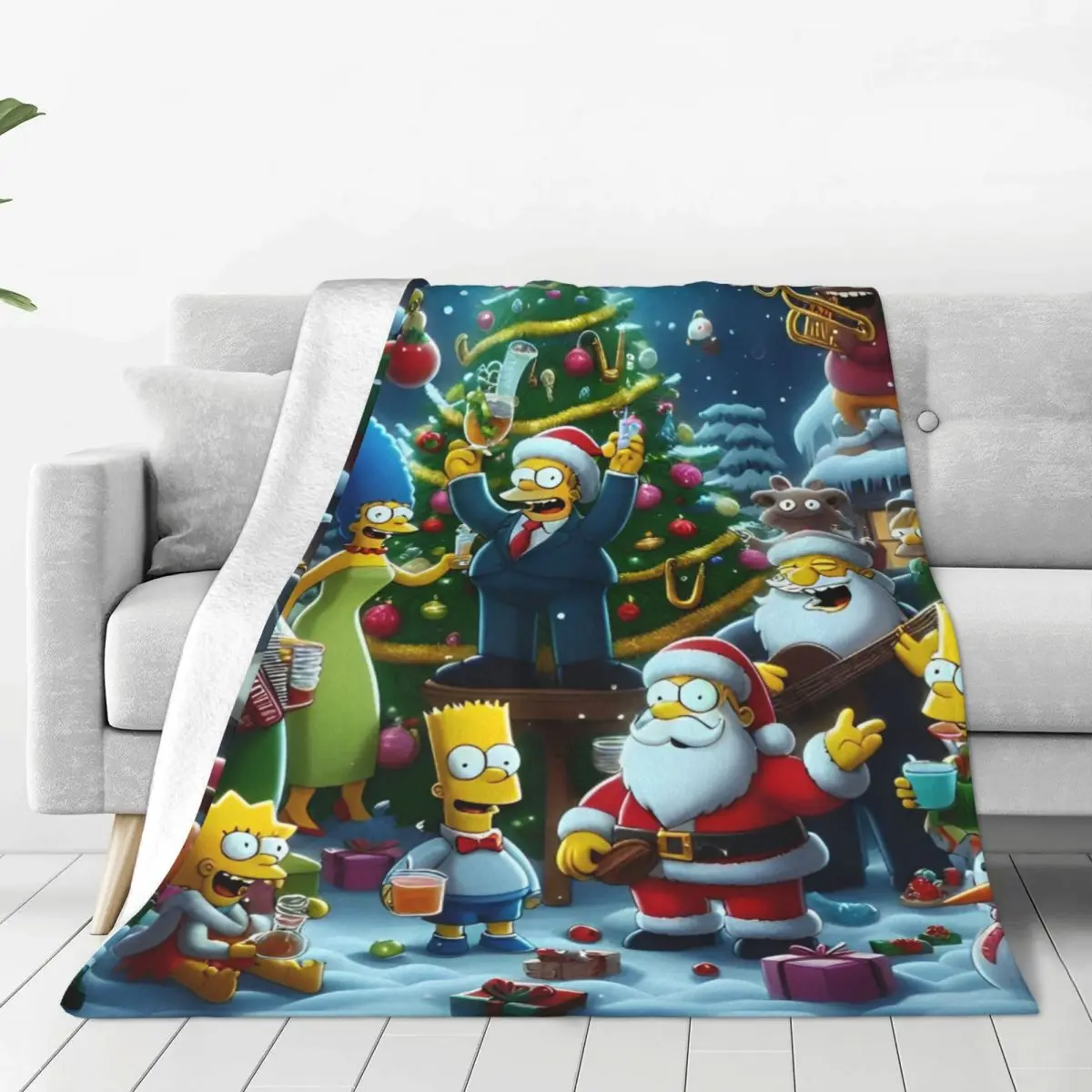 The S-Simpsons Flannel Blanket Christmas Day Super Soft Bedding Throws for Outdoor Travel Fluffy Bedspread Sofa Bed Cover