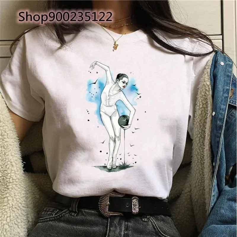 

Rhythmic gymnastics T-shirts Women Printed Graphic Fashion Dance Aesthetic Ladies Shirt Female Clothes Harajuku Summer Tops Tee