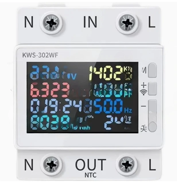 for AC170-300V DIN Rail Meter | 63A Digital Voltage/Current Meter with Protection