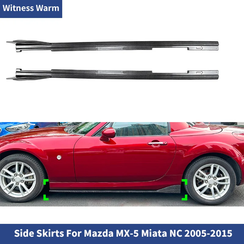Extensions de jupes latérales pour Mazda MX-5 Miata NC 2005-2015, en ABS noir aspect carbone, kits carrosserie