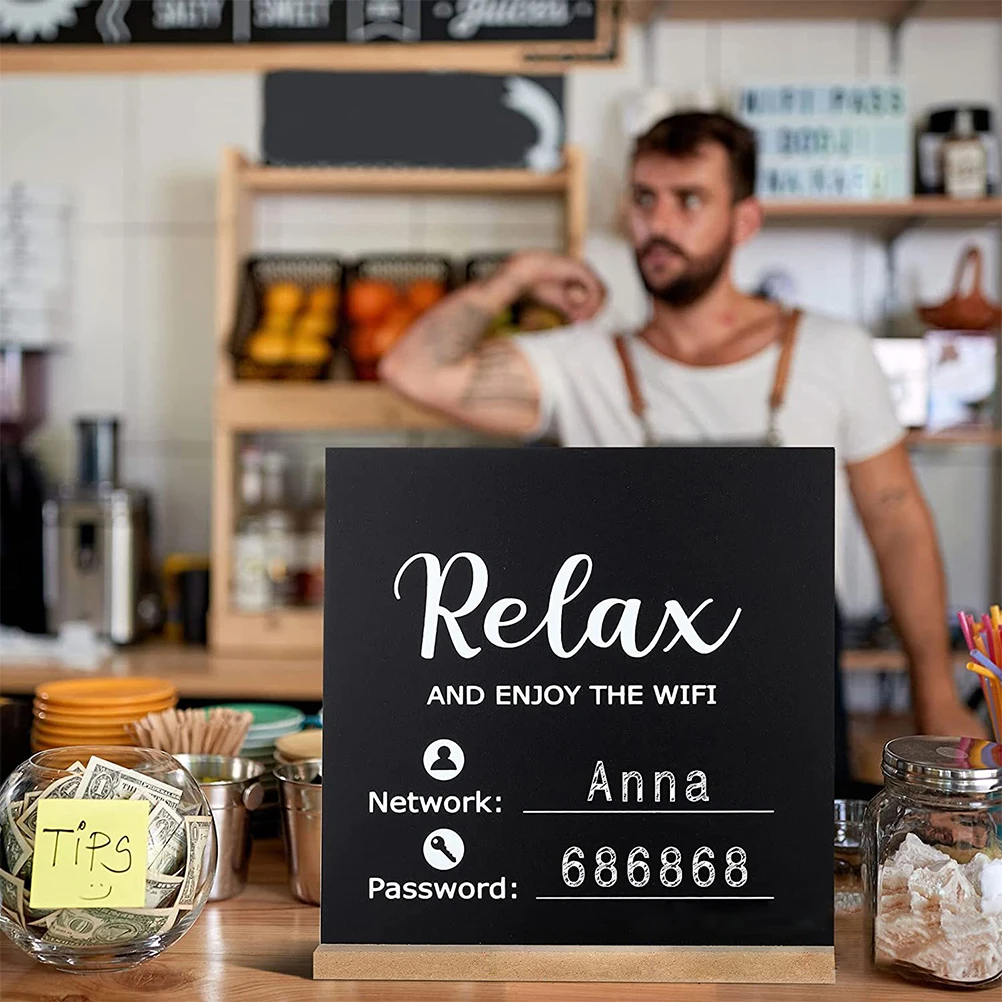 

Wooden WiFi Password Sign Premium Chalkboard Sign for Home Hotel Shop Restaurant Wireless Network WiFi Signage
