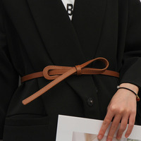 Fashion Knotted Waistband Pu Leather Women Belt For Coat Dress Decorative Girdles Straps Elegant Female Thin Belts Waist Band