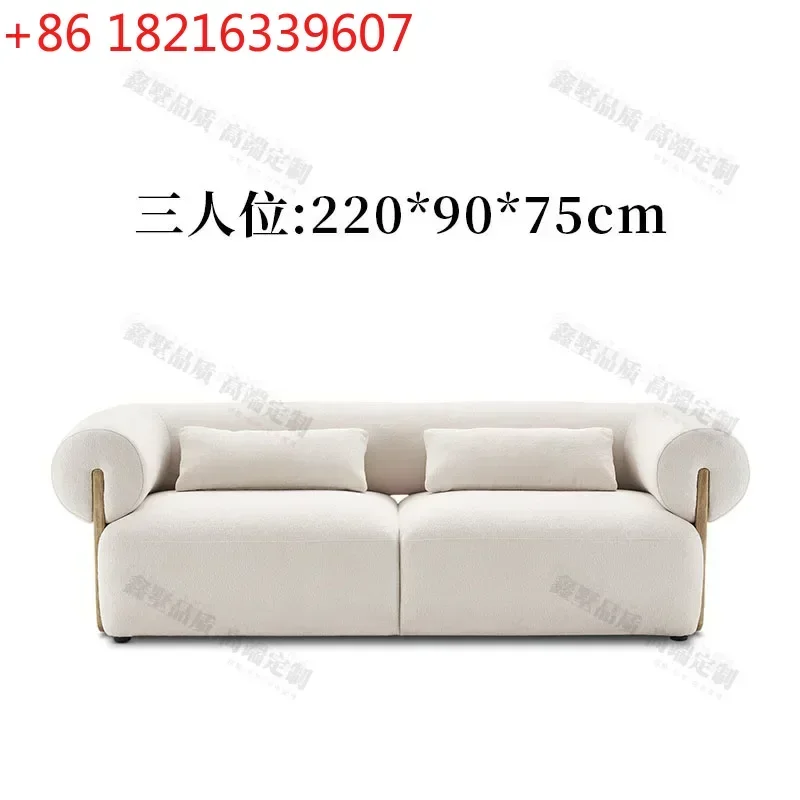 TAO Nordic Simple Solid Wood Cloth Craft Sofa Living Room Three-Seat Straight Large Sofa Combination