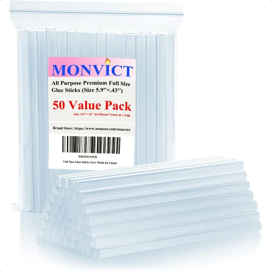 

Hot Glue Sticks Pack of 50 1.54 lb 6Long 0.43 Diameter FullSize Hot Glue Gun Sticks Art Glues Pastes Hot Melt Sticks for Most L