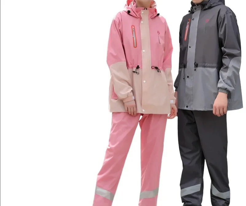Outdoor Riding Reflective Raincoat Adult Men's and Women's Double-Layer Split Raincoat Rain Pants Suit