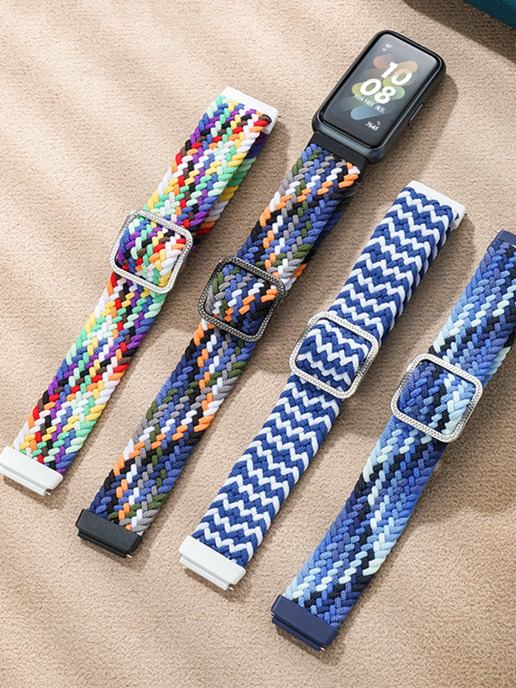 

Braided solo loop Strap for Huawei Band 7 8 Accessories Adjustable Wristband Elastic Nylon Bracelet Correa Huawei Band 8 band