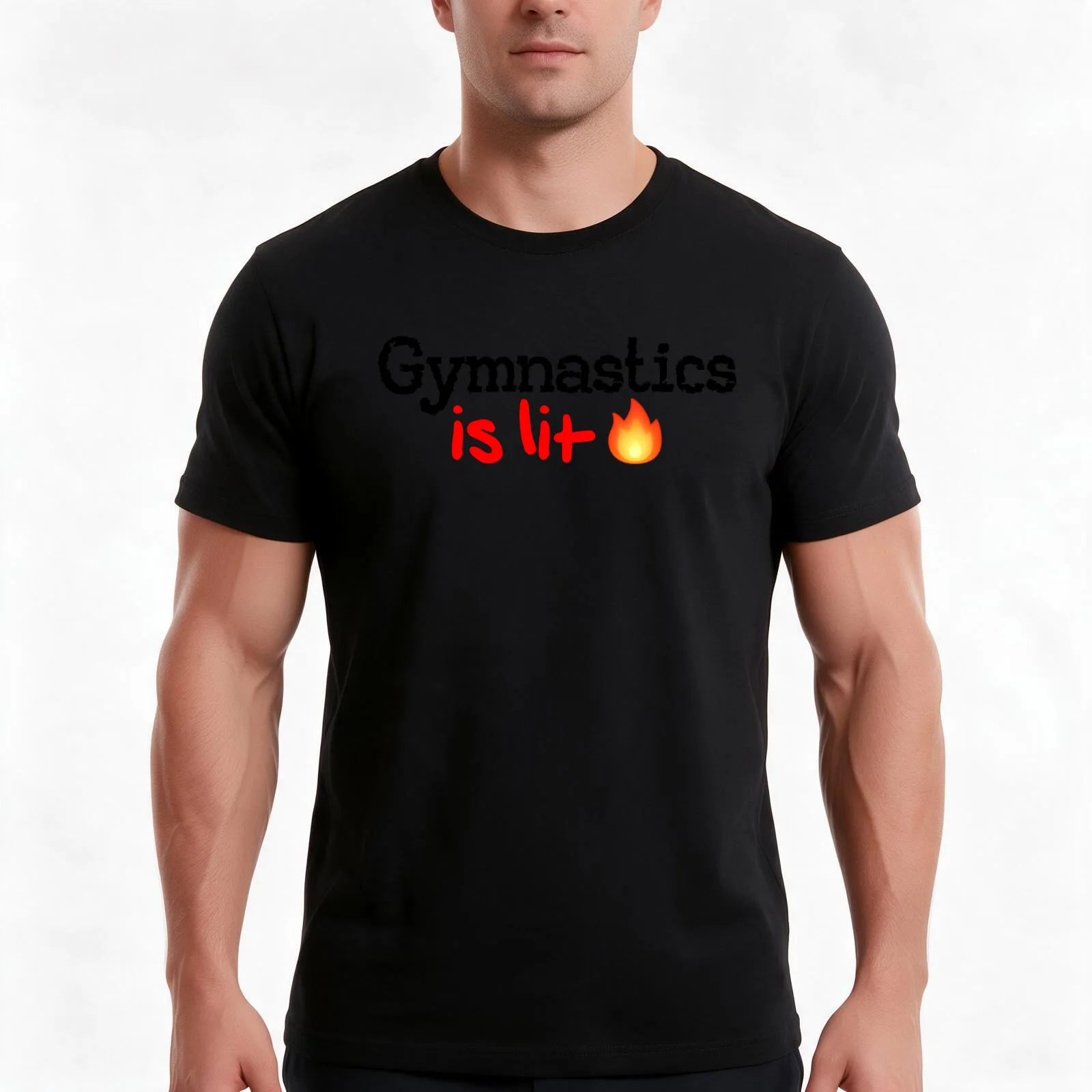 Gymnastics is Lit! T-Shirt, Summer Casual Cotton Tee, Oversized Streetwear Tops, Vintage Graphic Print, Loose Fit Short Sleeve