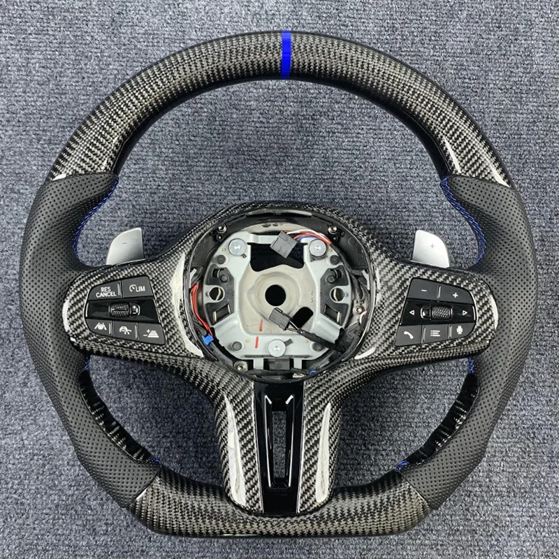 

For BMW G30 G20 M5 F90 M8 X3M X4M X5M X6M F40 F44 F97 F95 F96 G20 Carbon Fiber Steering Wheel Perforated Leather Customized