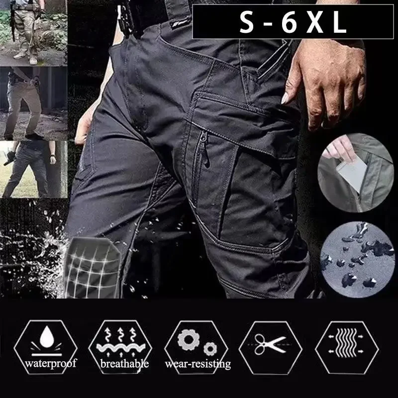 

Men's Outdoor Military Casual Tactical Pants Breath Waterproof Cargo Pant Men Army Camping Fishing Lightweight Trousers