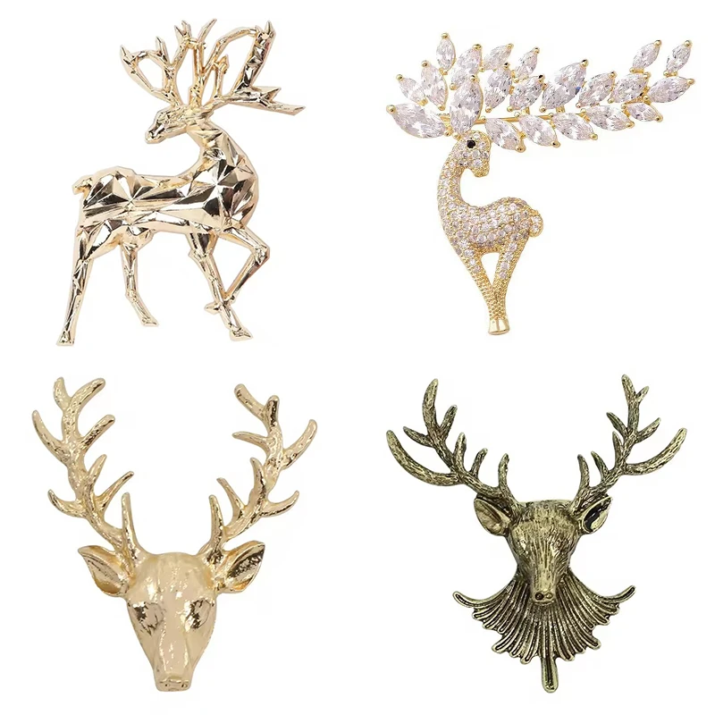 Fashion Deer Head Brooch for Women Men Vintage Animal Pins Brooches Jewelry Trendy Accessories Party Gifts 2025