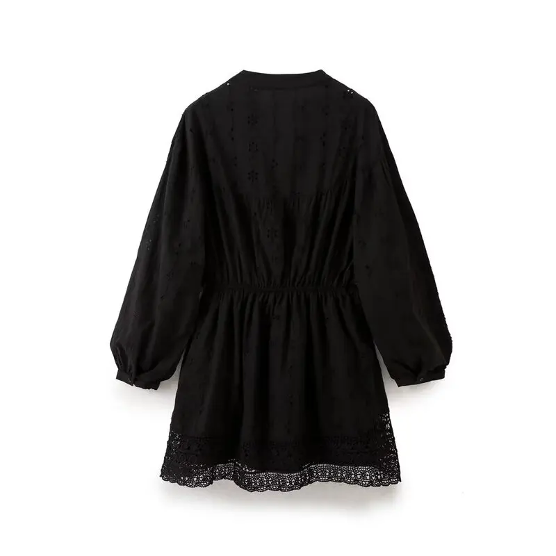 가을 겨울 신상 여성 롱 스웨터 V넥 자수 홀로우 아웃 디자인 출퇴근용 100% 기타 소재