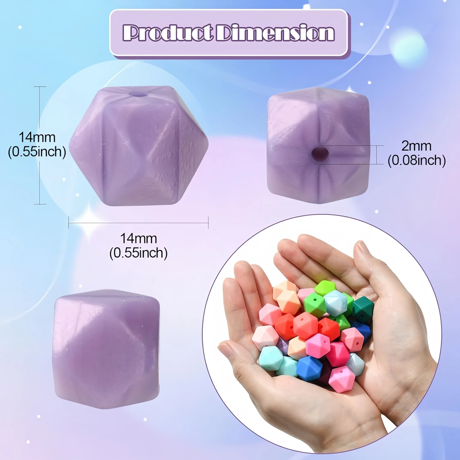 20/30pcs 14mm DIY colorfulful silicone hexagonal beads hexagonal beads polygonal beads multi-sided silicone beads non-fading can be used for DIY pen