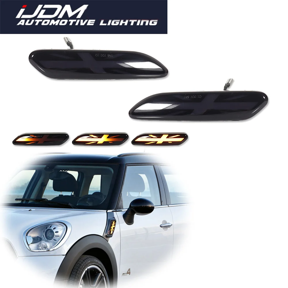 For MINI Cooper R60 Countryman R61 Paceman 2011-2016 Sequential Amber Union Jack LED Front Side Marker Lights Turn Signal Lights