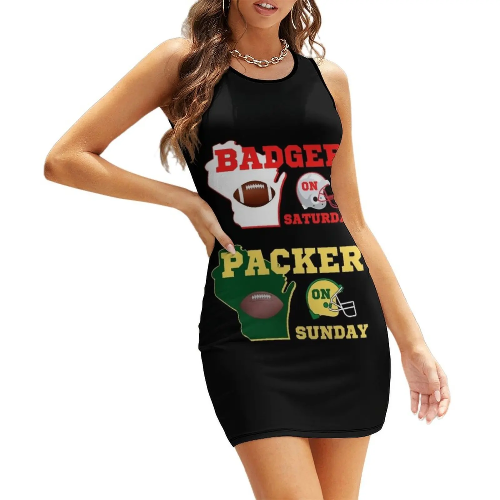 

Badger On Saturday Packer On Sunday Sleeveless Sundress Dance dresses luxury dresses women party dresses