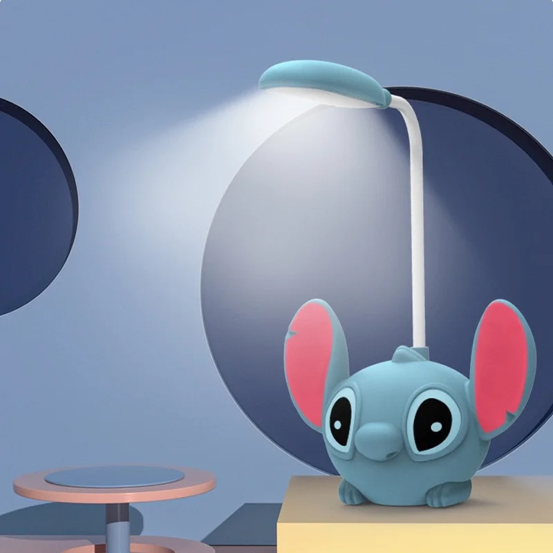 Disney Kawaii Stitch Led Desk Lamp With Pencil Sharpener Foldable Light Cute Desk Lamp Usb Recharge Light Gift From Classmates ﻿