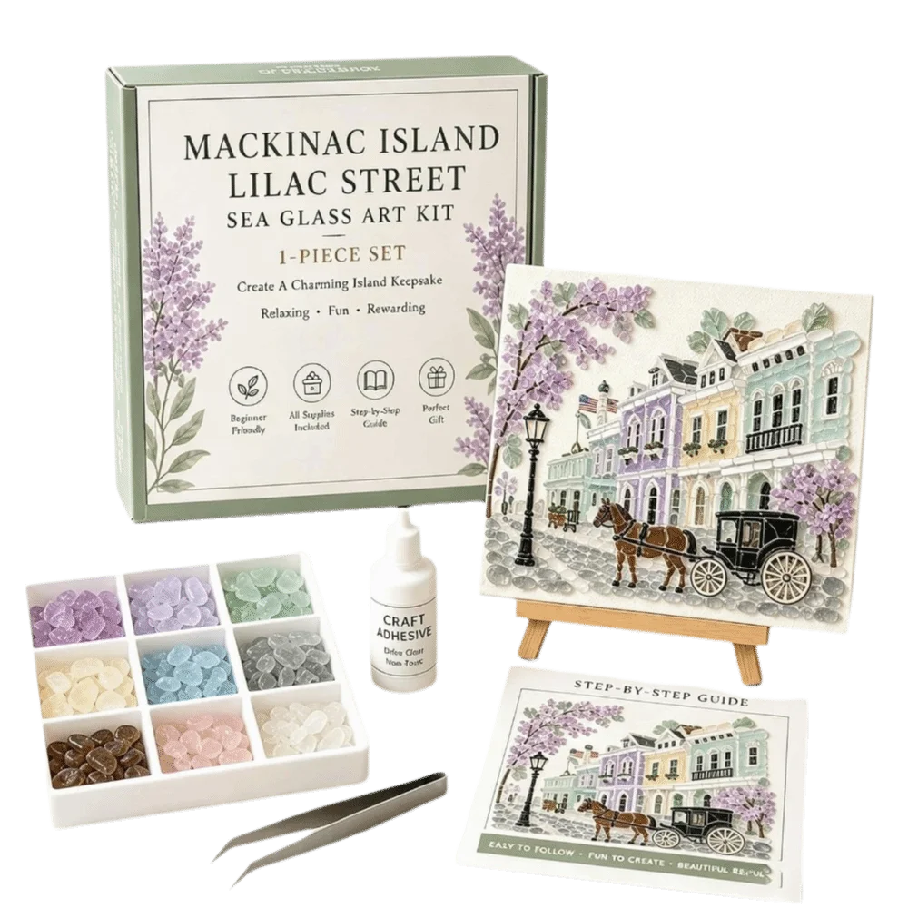 Glass Tiles Mosaic Kit Ocean Landscape Sea Glass Art Glass Mosaic Kit Building Pattern Handmade Craft DIY Glass Craft