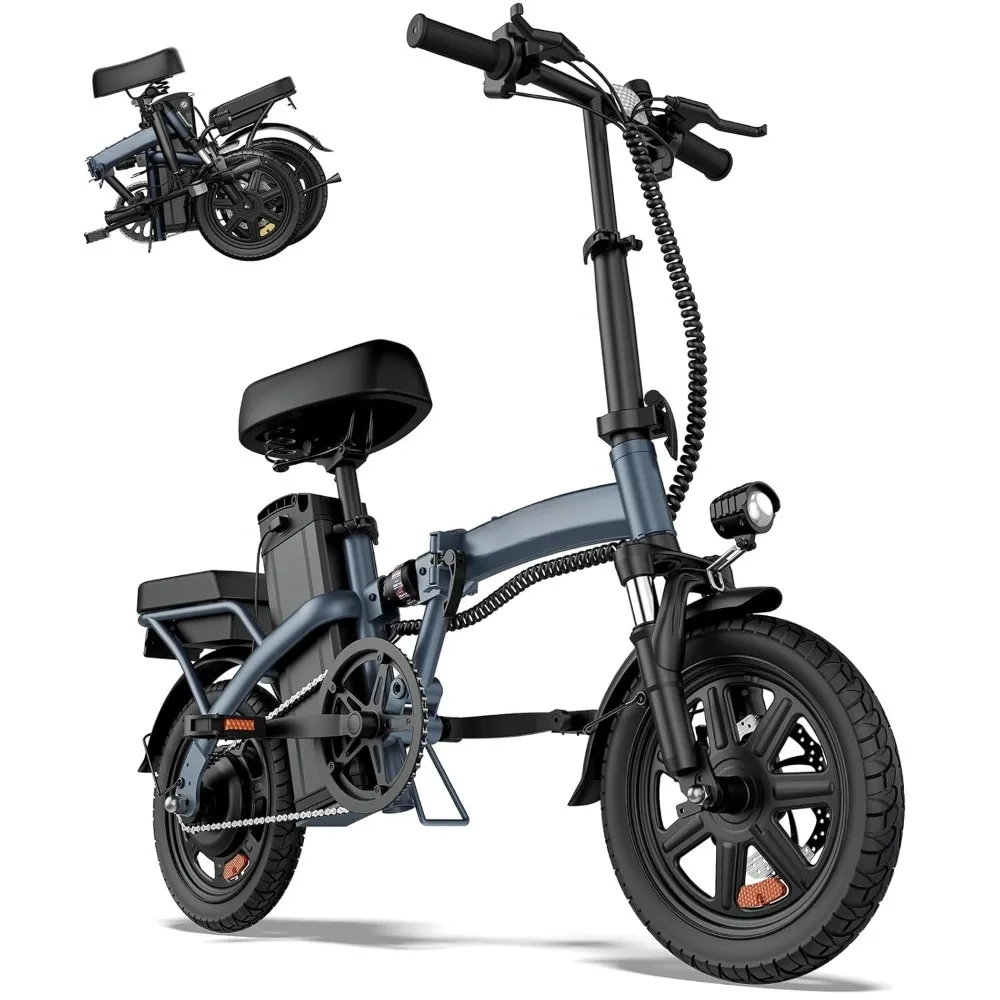 

Adult Folding Electric Bike 14' Portable Commuter Ebike 20-40 Mile Long Range 500W Peak Motor 20MPH Customized