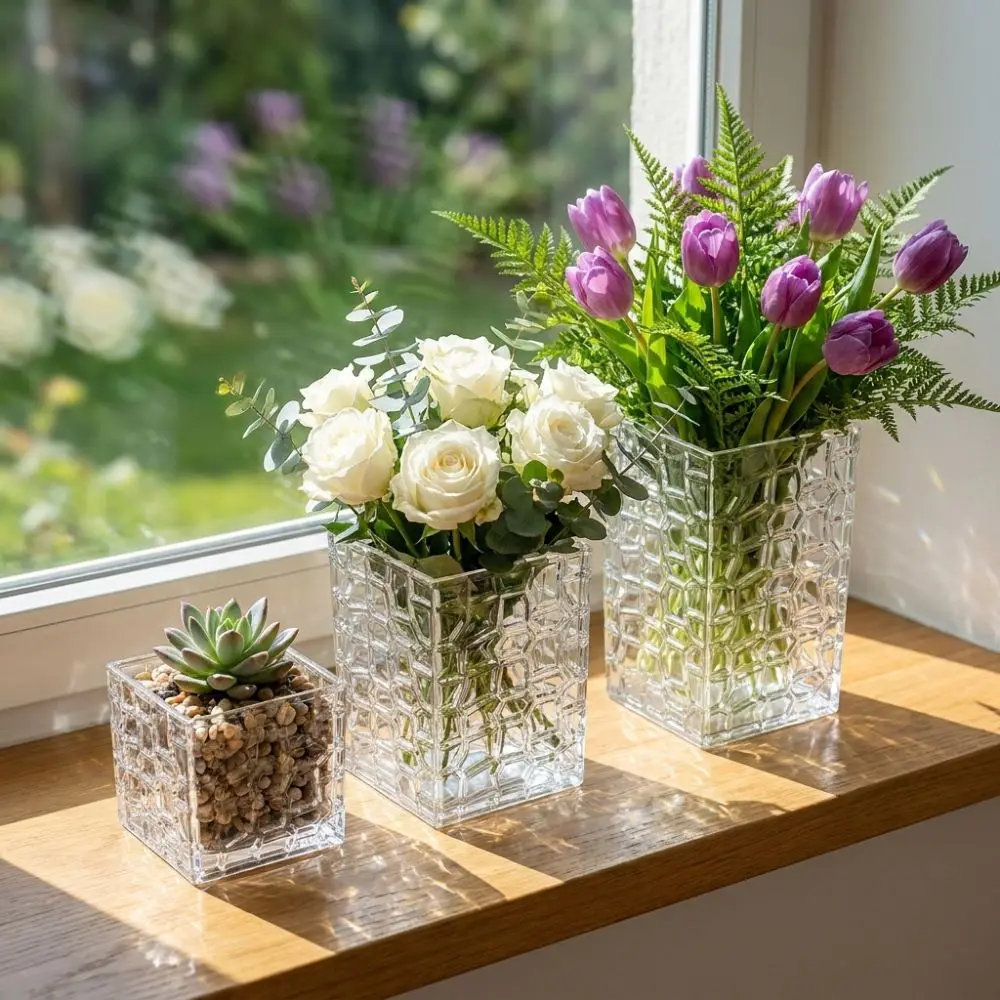 

Clear Plastic Hydroponic Floral Vase Shatterproof Waterproof Makeup Brush Holder Handcrafted Transparent Tableware Storage Box