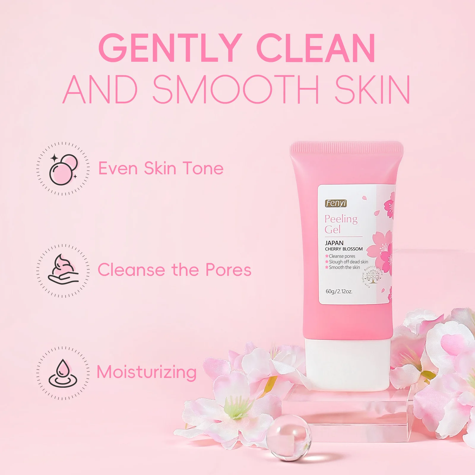Sakura Peeling Gel Gentle Facial Exfoliator Remove Dead Skin Deep Clean Pores Hydrating Smooth Skin Facial Care 60g view 4