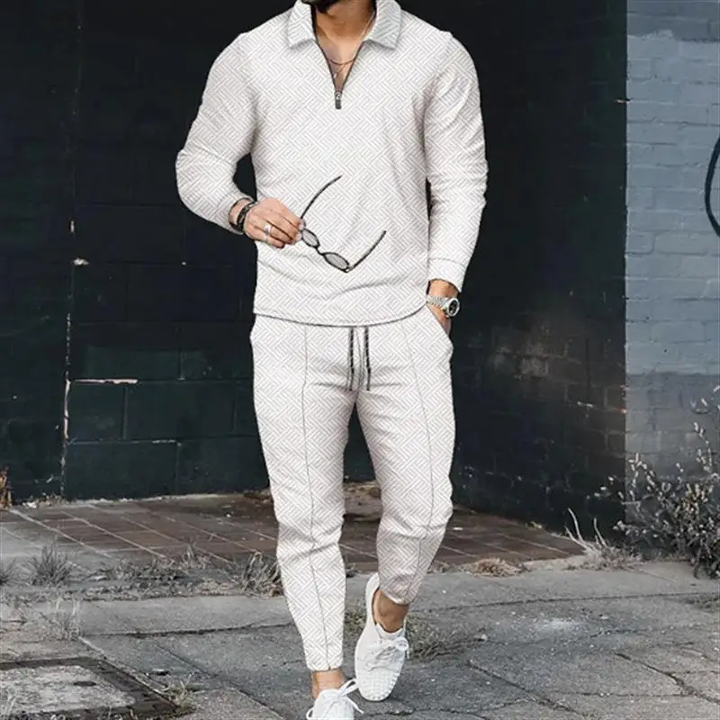 

Мужской комплект: удлиненный свитер на молнии и брюки, повседневная спортивная одежда, весенний сезон, брюки полной длины, удобный крой