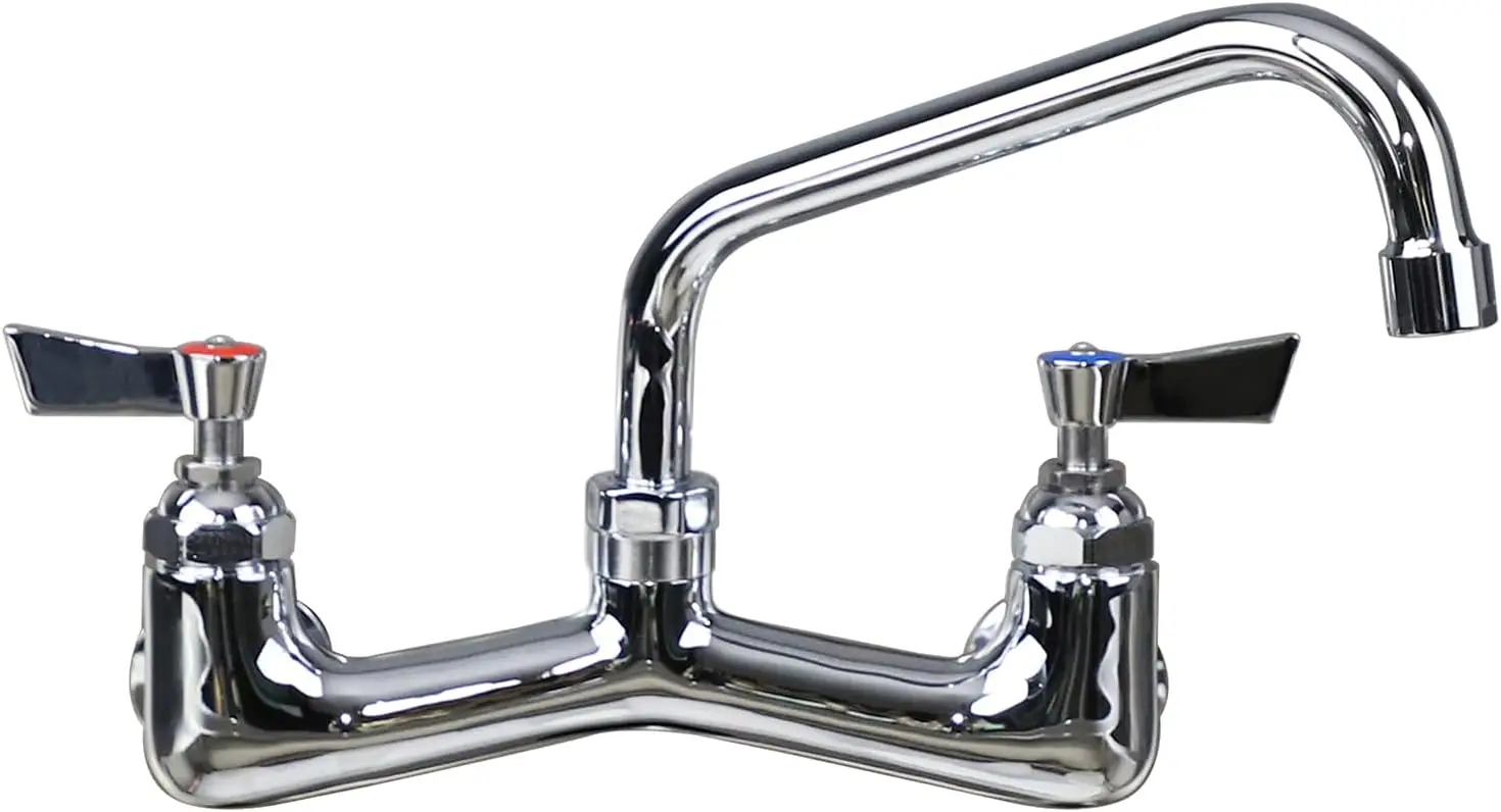 

Wall Mount Kitchen Faucet 8' Swivel Spout Chrome Dual Handle Mixer Tap for Kitchen, Laundry, Restaurant