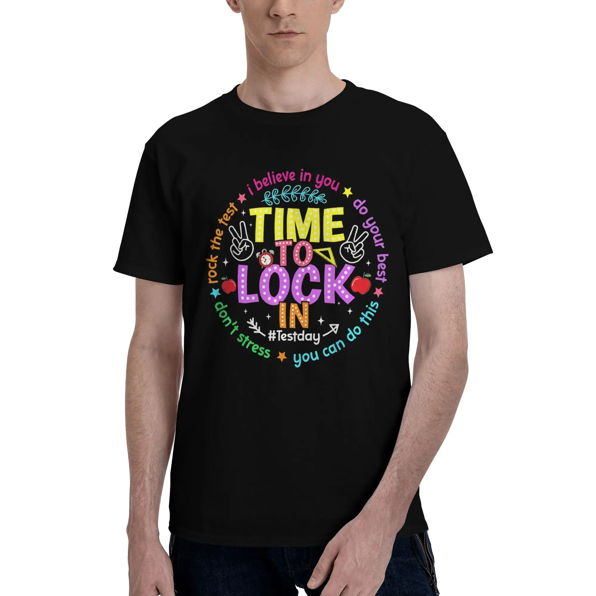 Time To Lock In 8 Funny 100% Cotton T-Shirt  Tees Tops For Men