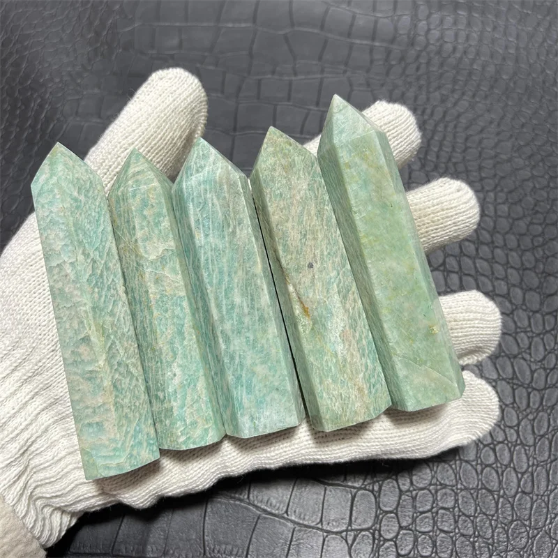 5pcs Natural Quartz Amazonite Crystals Points Amazon Lucky Stone Wands Spiritual Chakras Healing