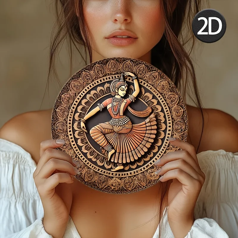 

Traditional Indian Dance Aluminum Wall Art - Vibrant 2D Print, Round Decorative Plaque for Home, Cafe, Garage, Cafe Decoration