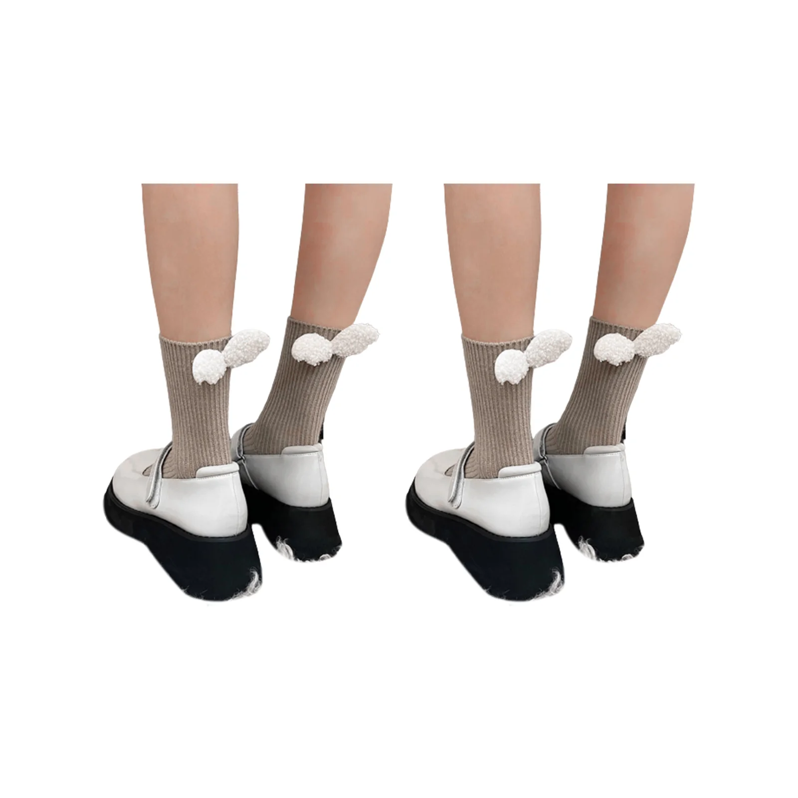 Angel sherpa wings pile socks 5-color combination pack (1 pair each of khaki/apricot/white/black/grey)
