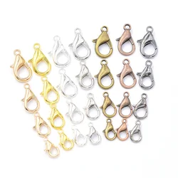 Ganchos de cierre de langosta de Metal, conectores de extremo para fabricación de joyas, hallazgos para collar y pulsera DIY, 7 colores mezclados, 10mm, 12mm, 14mm, 16mm, 50 piezas