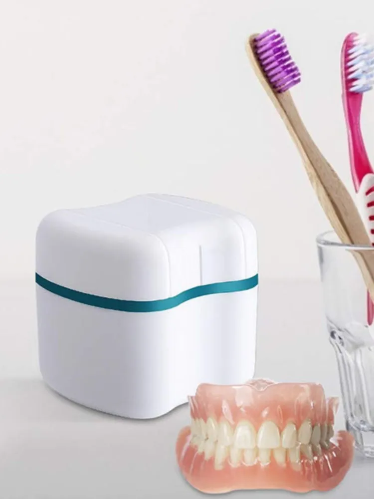 

Double-layer Storage Box Cleaner Brush Denture Case Dentures Travel Container With Basket Boxes For Bathroom