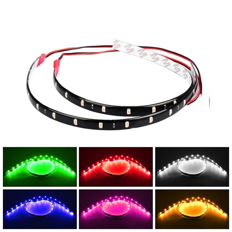 

4/6Pcs 30cm 15-LED Car Trucks Motor Grill Flexible 6 colors Waterproof Light Strips 15 SMD Waterproof White Red Bulb Auto DRL