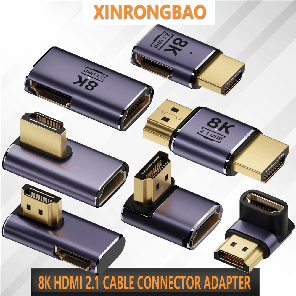 Mini /Micro 8K HDMI 2.1 Cable Connector Adapter 270 90 Degree Angle 2 Pieces Male to Female Converters Cable Adaptor Extender HD