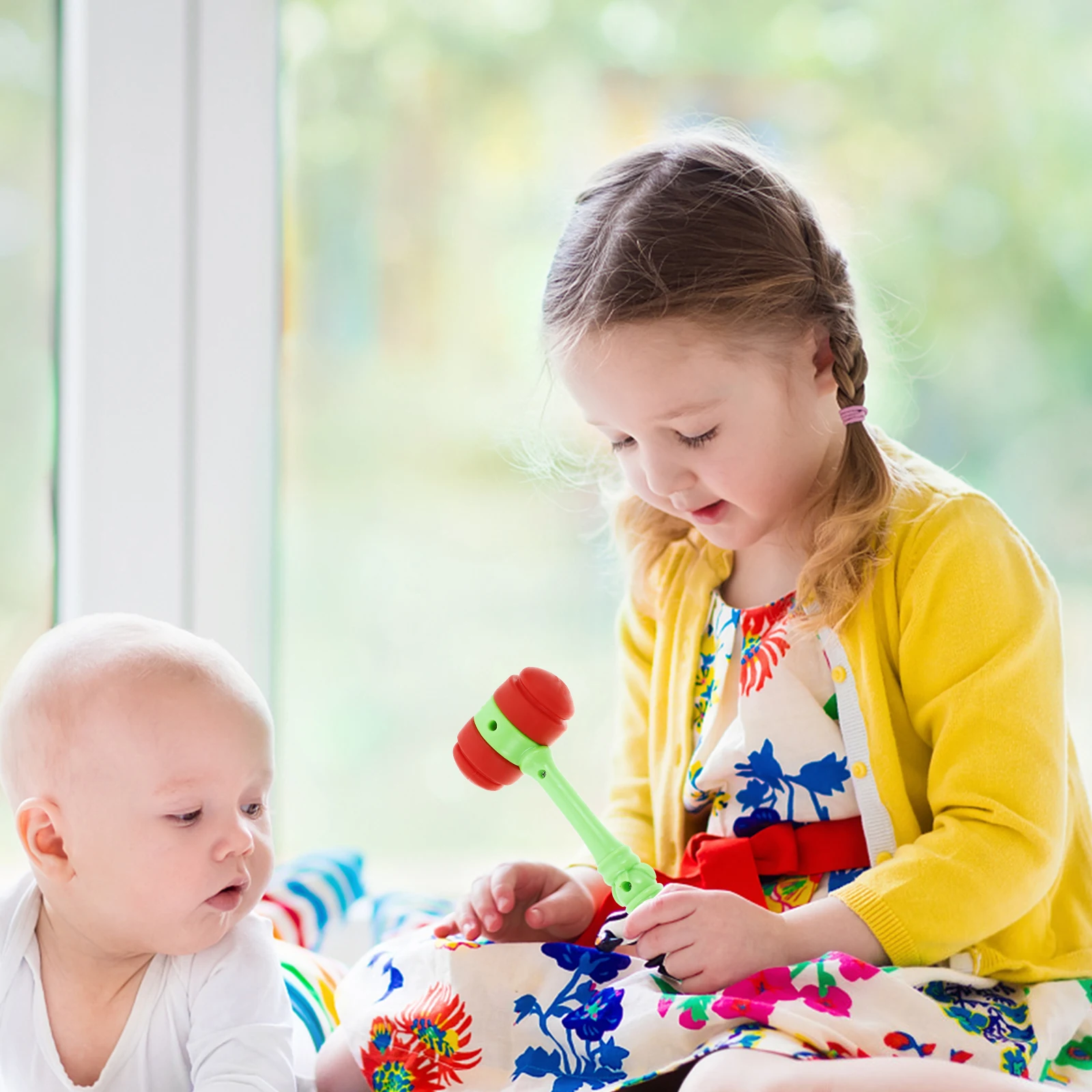 

For Kids Interactive Mallet Vibrant Colors Safe Design Toddler Pounding Mini Plastic Squeaky Hammer Portable Kids