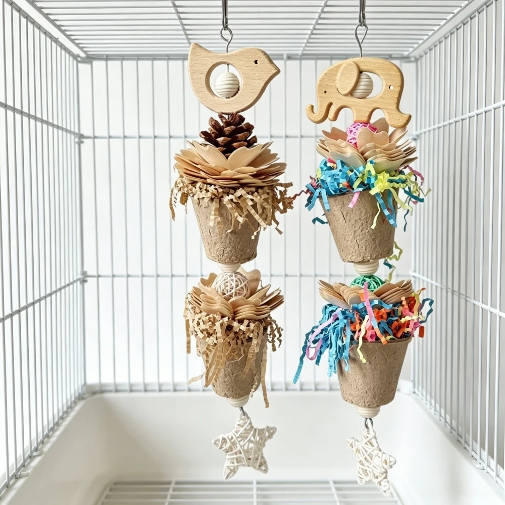 Brinquedo Interativo para Papagaios com Retalhos de Papel, Brinquedo de Mastigação para Papagaios Pequenos e Médios, Alívio do Estresse, Decoração de Gaiola