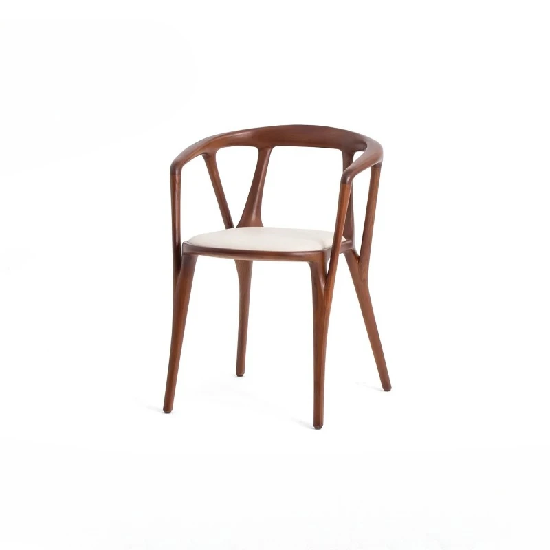 

Italian minimalist ash wood leather dining chair, home medieval style