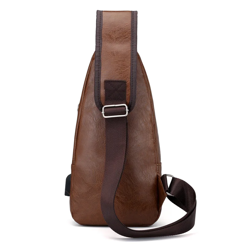 Casual Men Chest Bag for Men Pu Leather Shoulder Bag Messenger Fashion Waist Bag Travel Outdoor Handbag Man Sports Shoulder Bag