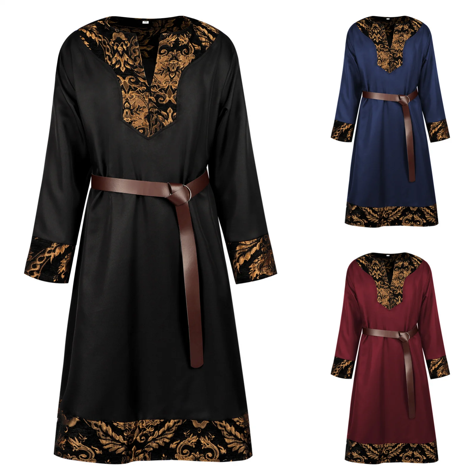 

Men Medieval Viking Waist Coat with Waistband Renaissance Pirate Knight Cosplay Costume Warrior Uniform Halloween Set