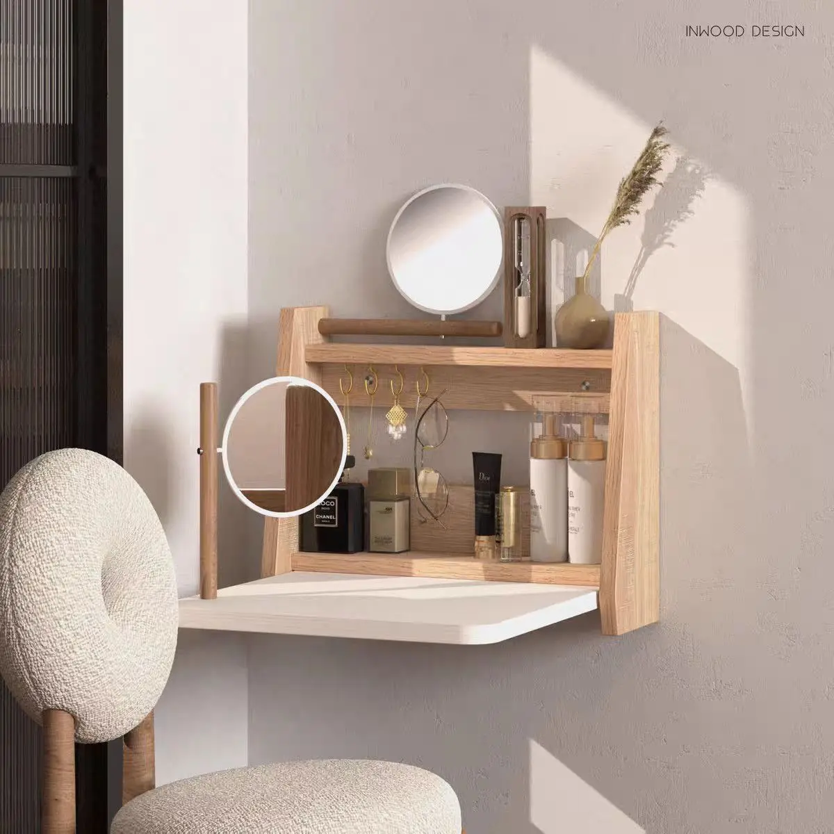 Dresser Small size folding table Wall-mounted dressing table Storage Multifunctional dressing table
