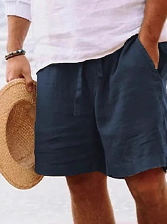 

Loose Cotton Linen Workwear orts for Men Pure Color Breathable Casual Mid-Length Pants Outdoor Wear Summer Season