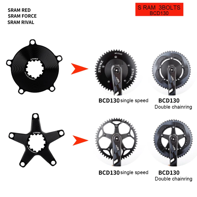 STONE 7075 Crank Spider Arms EC90SL Rotor GXP FORCE RIVAL RED 3 Bolts Convert to BCD110 BCD130 4 or 5 Bolt Cranks