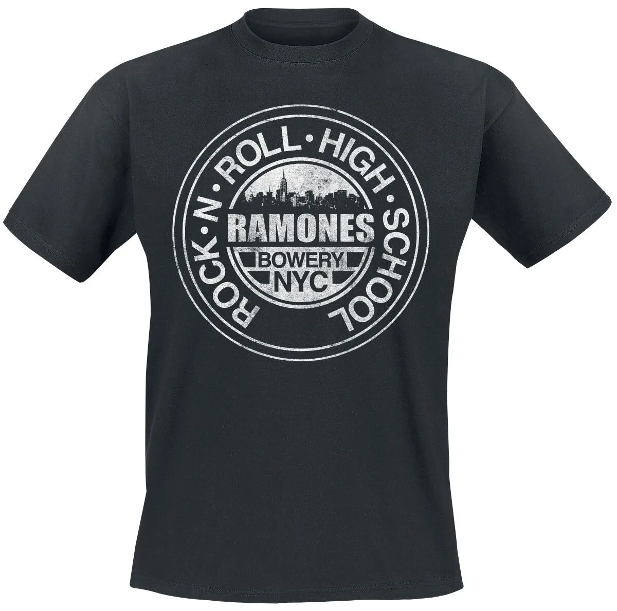 Camiseta de algodón con estampado del logotipo de Ramones Rock N Roll High School NYC, ropa informal de estilo punk rock, camiseta de manga corta con cuello redondo unisex