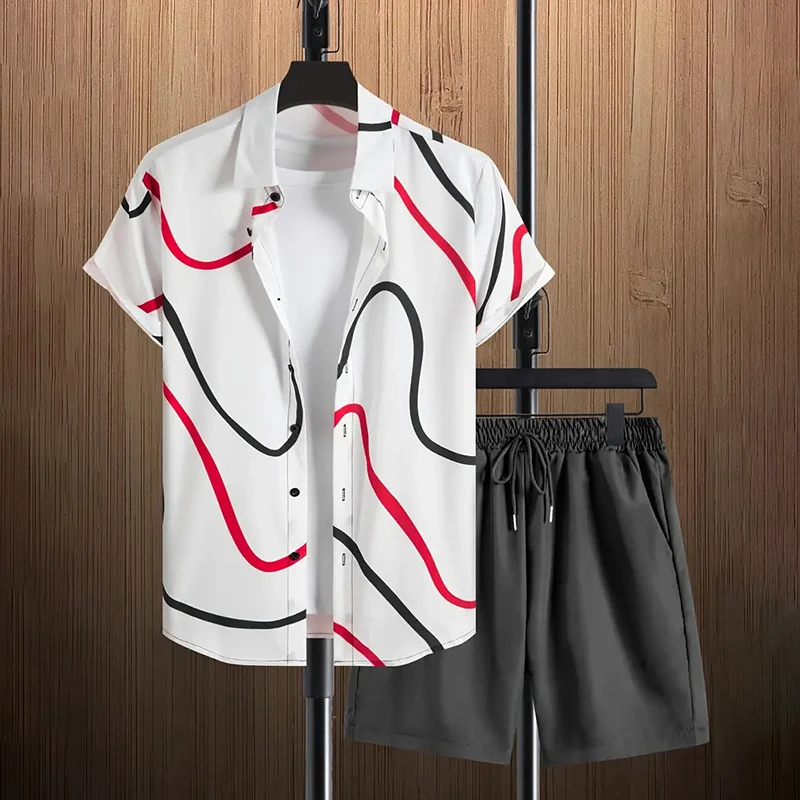 Summer Loose tops, men's clothing, Beach Vacation Hawaiian shirts, Casual shorts, long-sleeved Urban Fashion